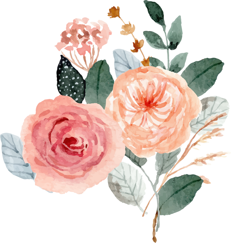 peach floral watercolor arrangement